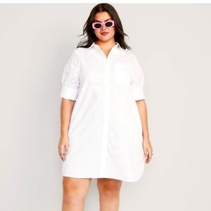 NWT Old Navy White Cotton Summer short sleeve shirt dress